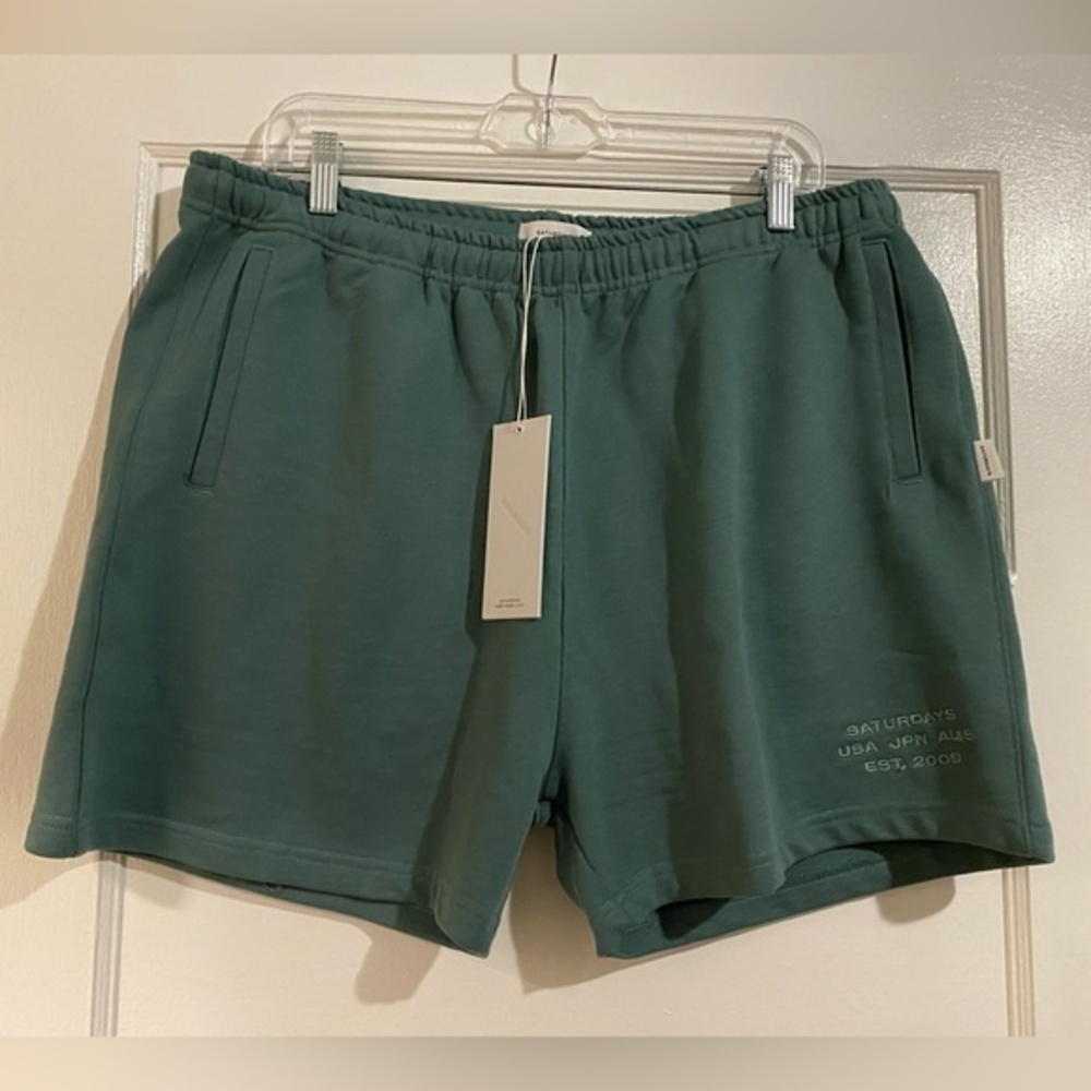NWT Saturdays New York City Sagebrush Teal Sweat Shorts